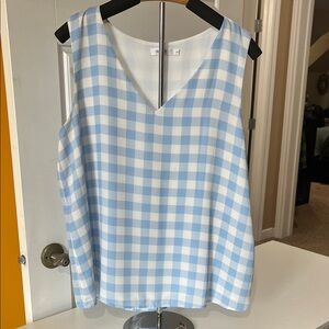Ricki's Blue and White Checkered Sleeveless Blouse